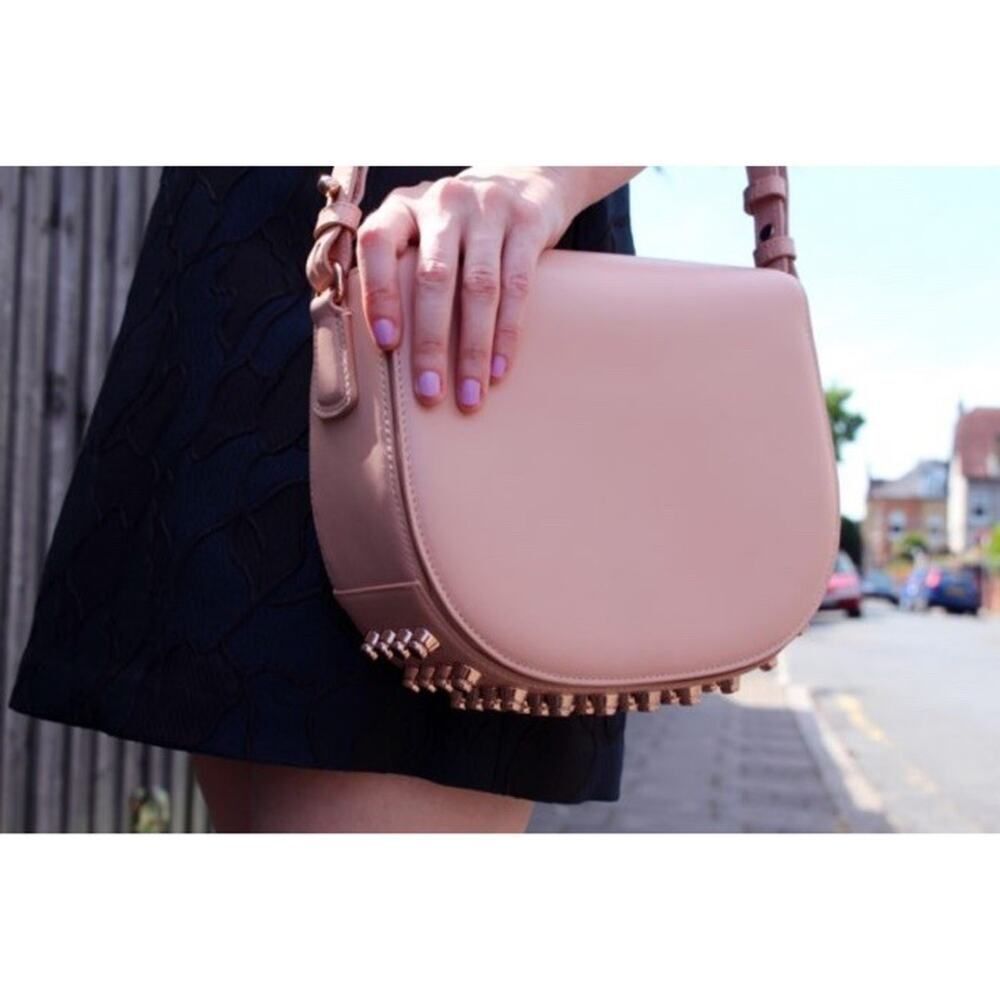 Alexander Wang Lia Crossbody Saddle Bag Blush Pink Rose Gold Stud Leather